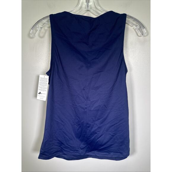 Lands' End Swim Top Womens 4 High‎ Neck Navy Blue Solid Padded Beach - Picture 2 of 6